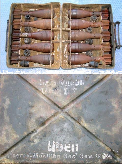 German Wehrmacht 10x 5cm Mortar Grenades in Box Wurfgranate